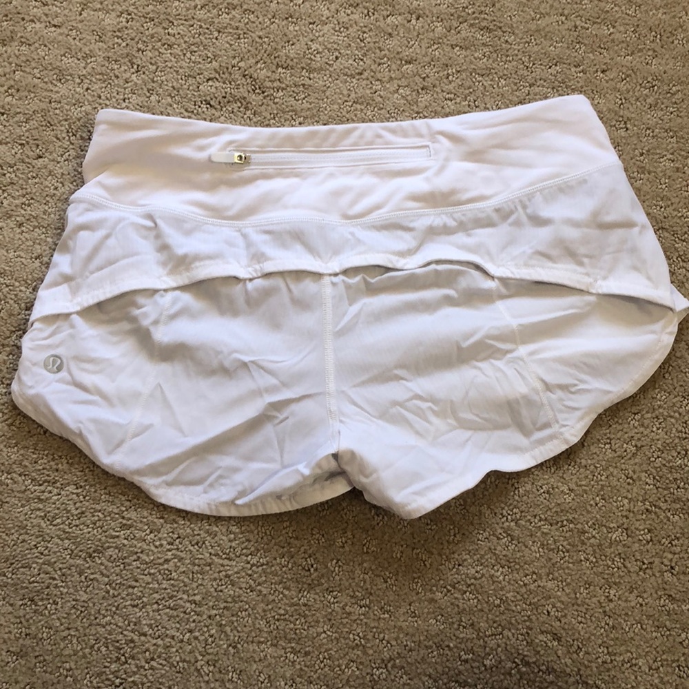 White lululemon speed shorts